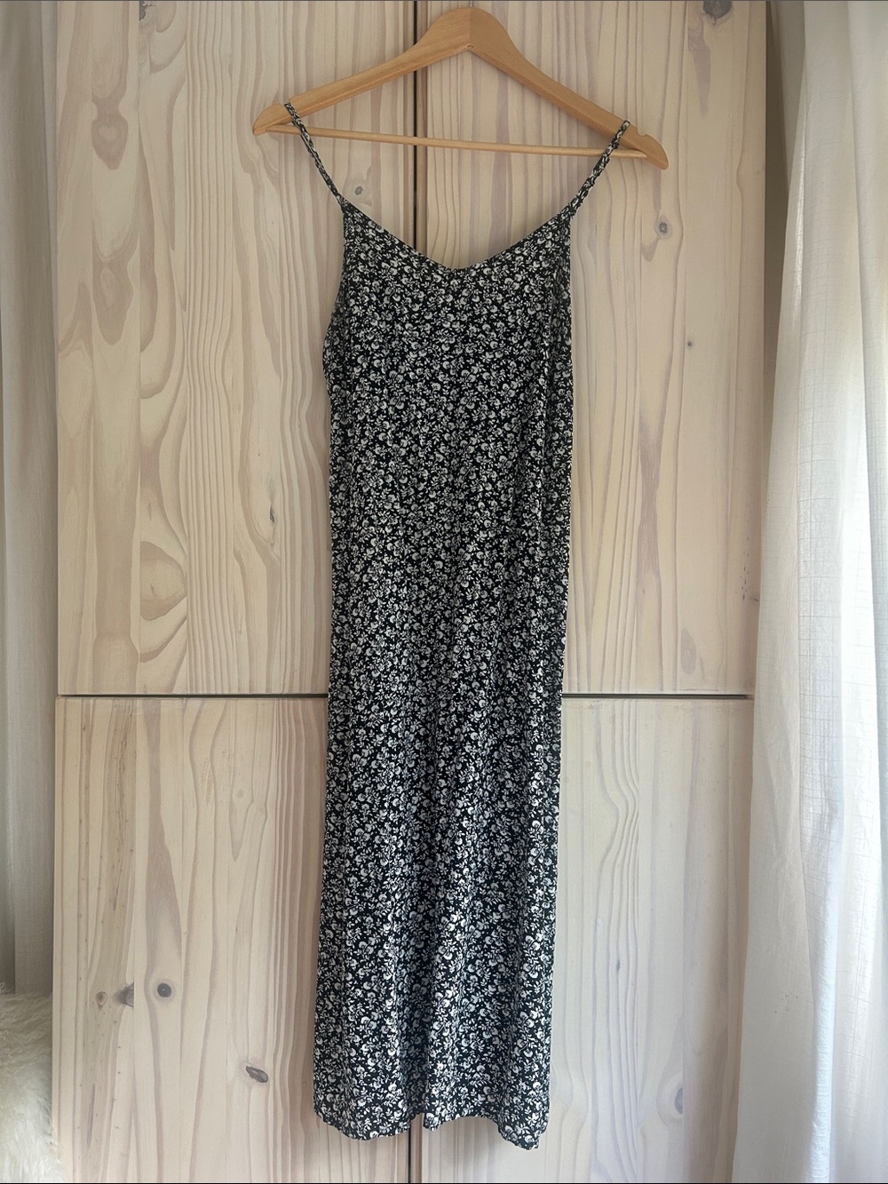 Old Navy Black and White Floral Midi Slip Dress